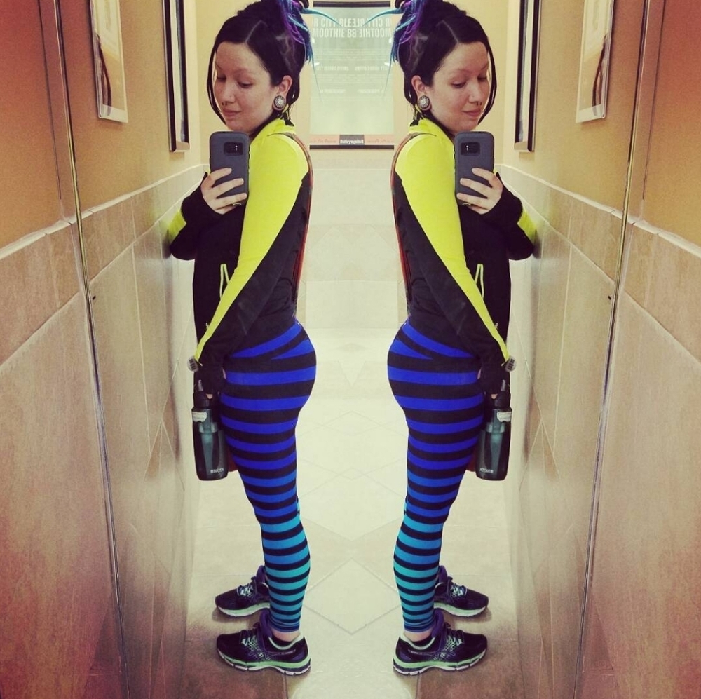 K. deer blue stripe leggings M